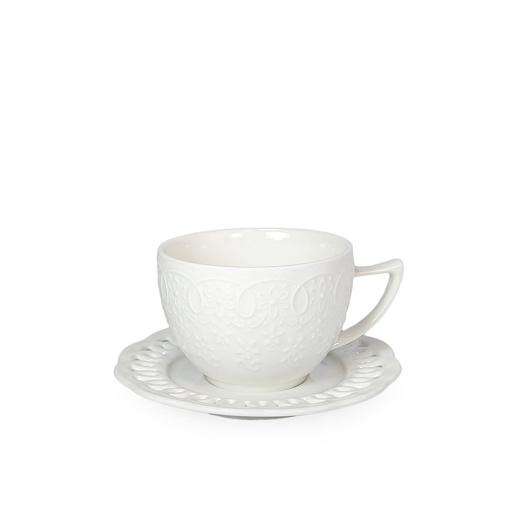White Tea Cup w/ Coaster