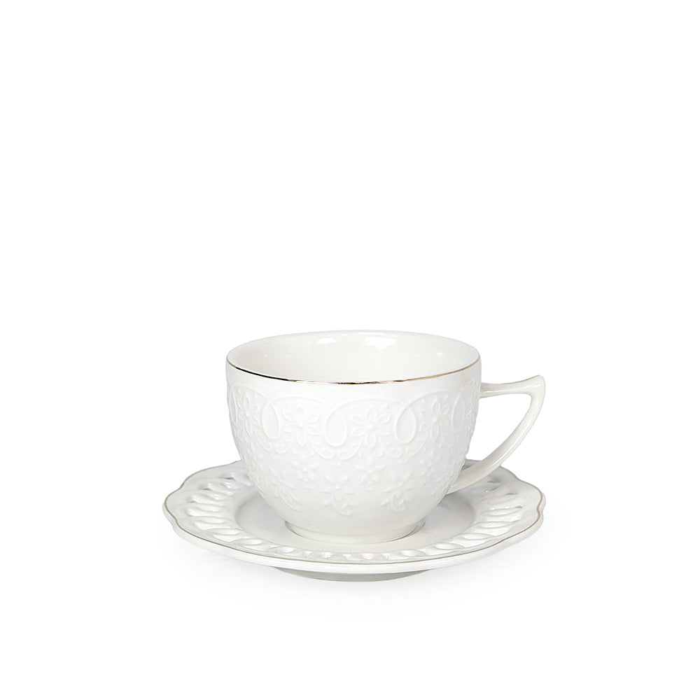 White Tea Cup w/ Coaster