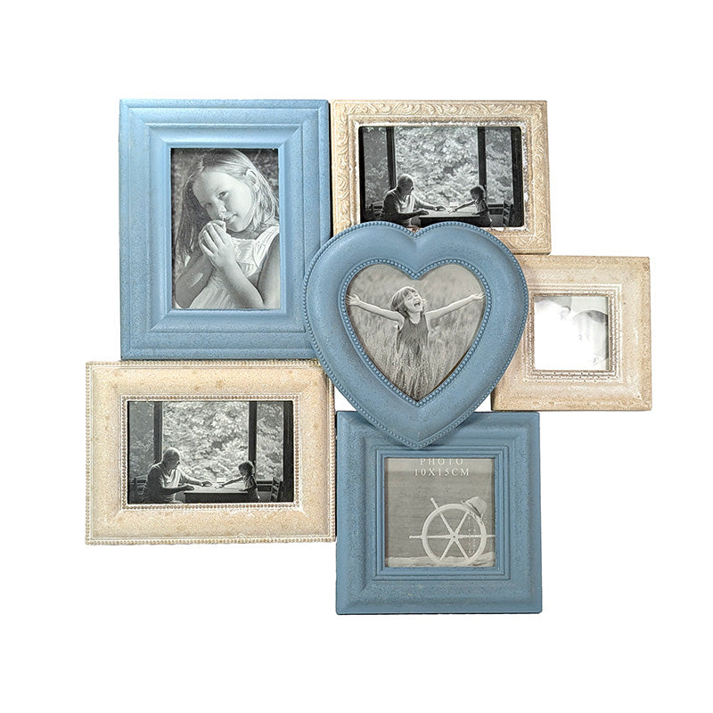 Hanging Photo Frame Blue Beige 6P