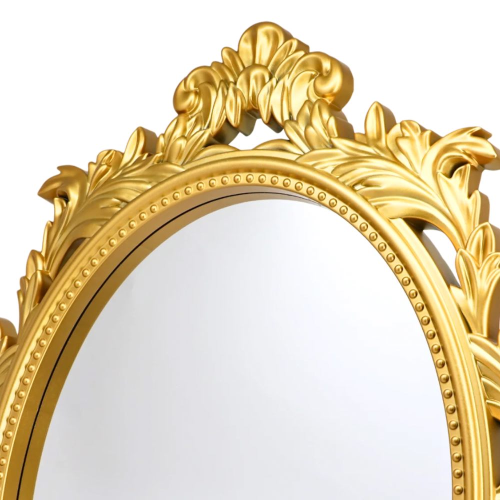 Vintage Gold Plastic Framed Oval Mirror 67cm