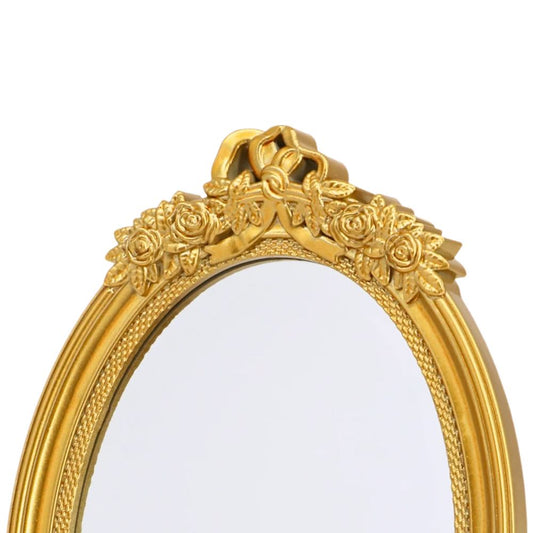 Gold Plastic Table Mirror Oval 25cm