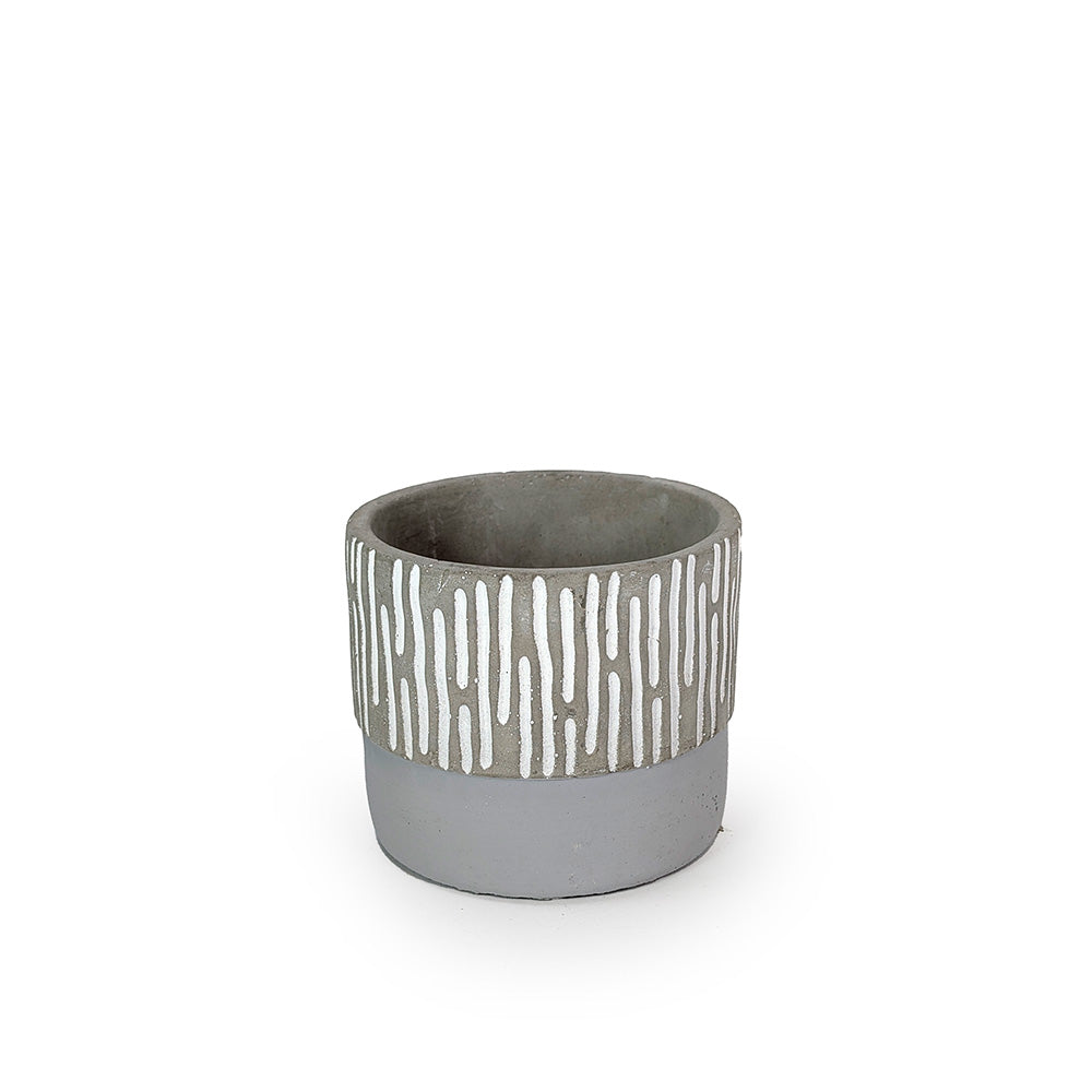 Concrete Planter Lines Gray