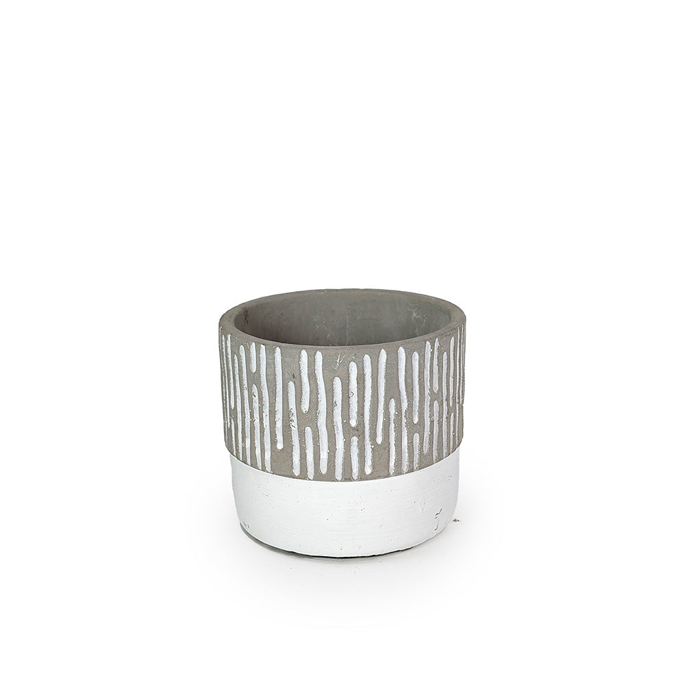 Concrete Planter Lines White