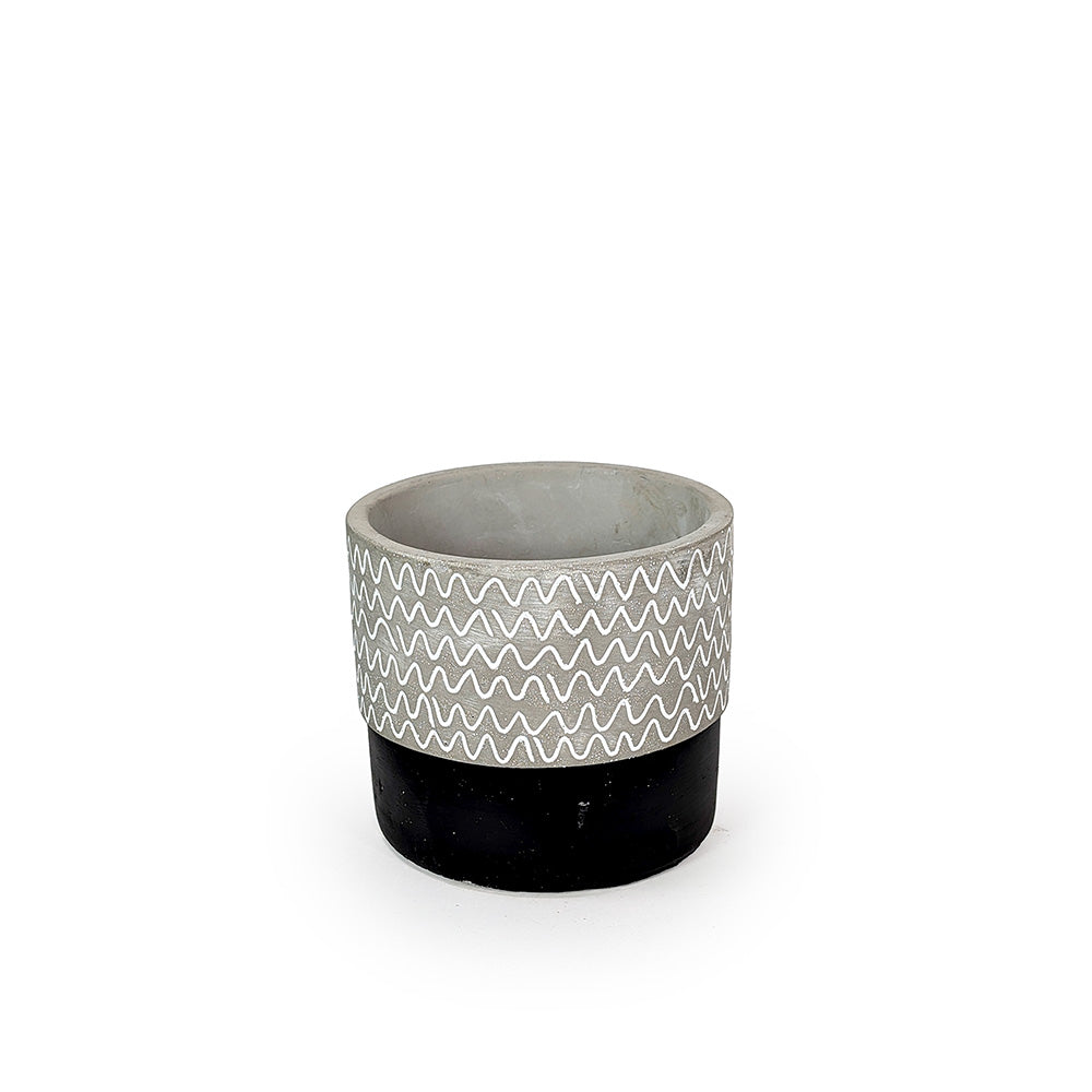 Concrete Planter Wavy Black