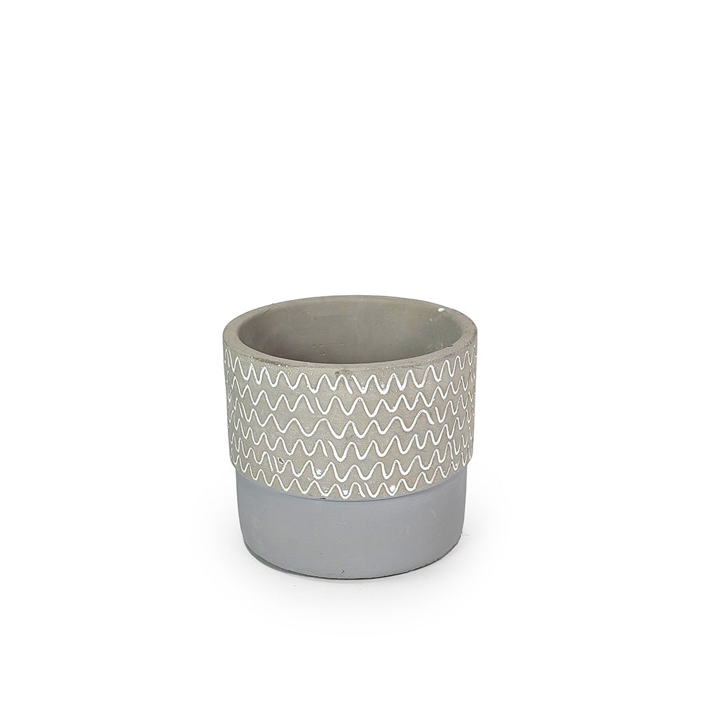 Concrete Planter Wavy Gray
