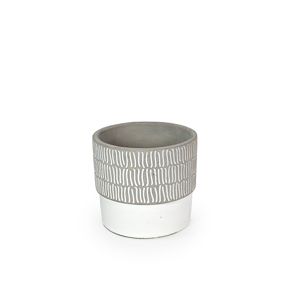 Concrete Planter Dashed White