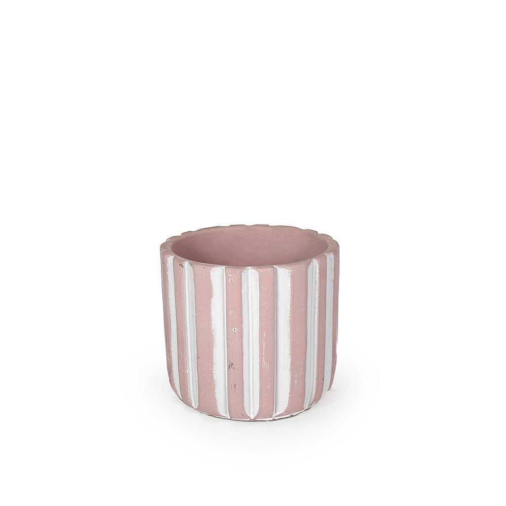 Pink Concrete Planter Stripes