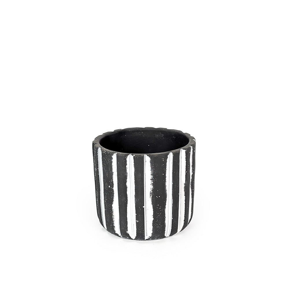 Black Concrete Planter Stripes