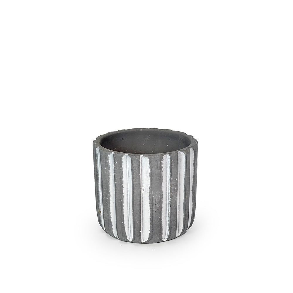 Gray Concrete Planter Stripes