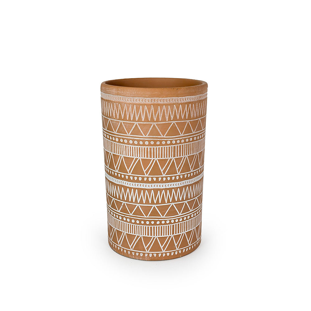 Tall Tribal Planter Terracotta