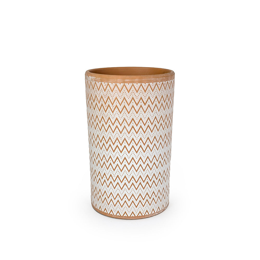 Tall Zigzag Planter Terracotta