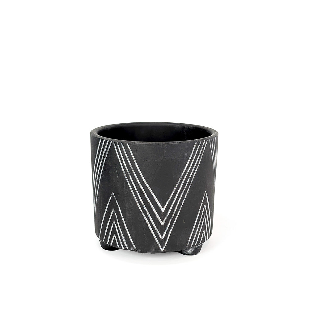 Black Concrete Planter Zigzag