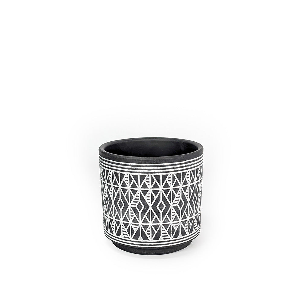 Patterned Concrete Planter Black
