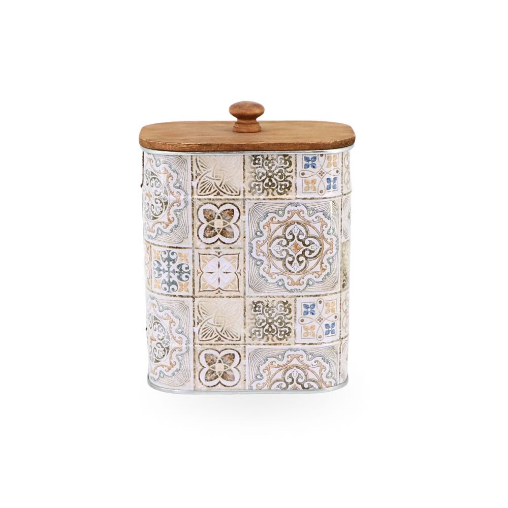 Tin Box w/ Wooden Lid - Rectangular