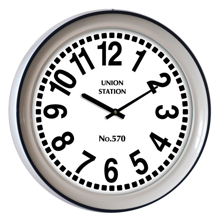 Beige & White Metal Wall Clock