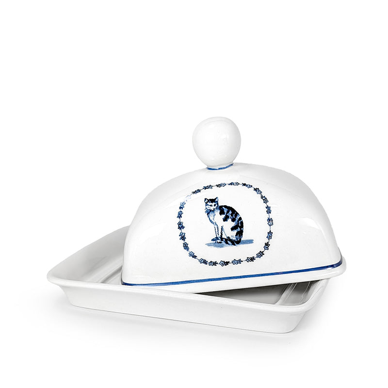 Farmhouse Ceramic Butter Dish Cat