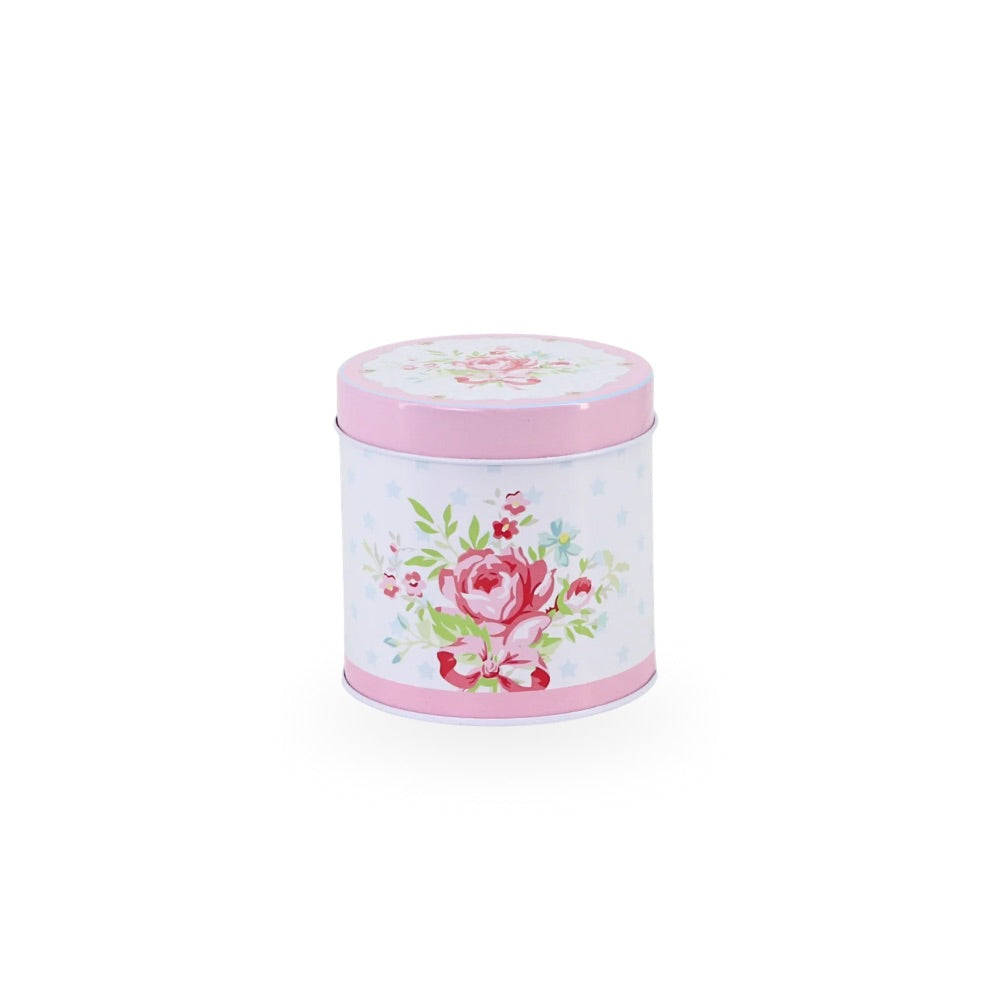 Small Round Tin Canister Floral