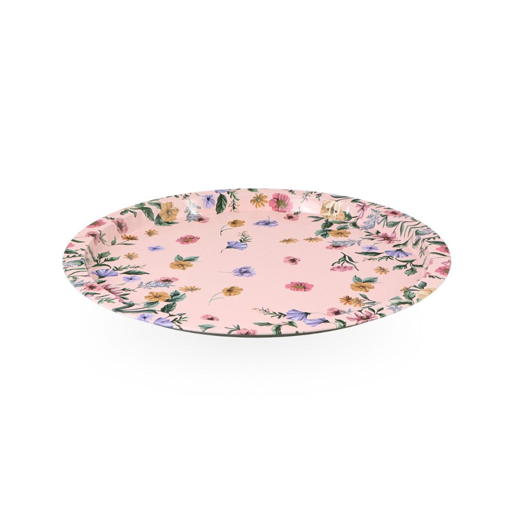 Round Tin Tray Floral 32cm