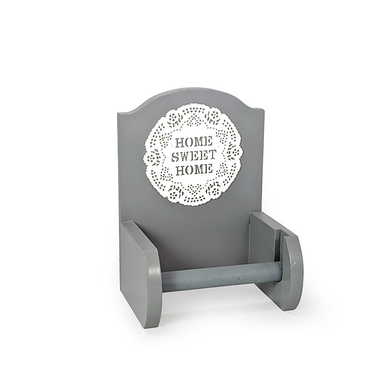 Wooden Toilet Paper Holder Gray