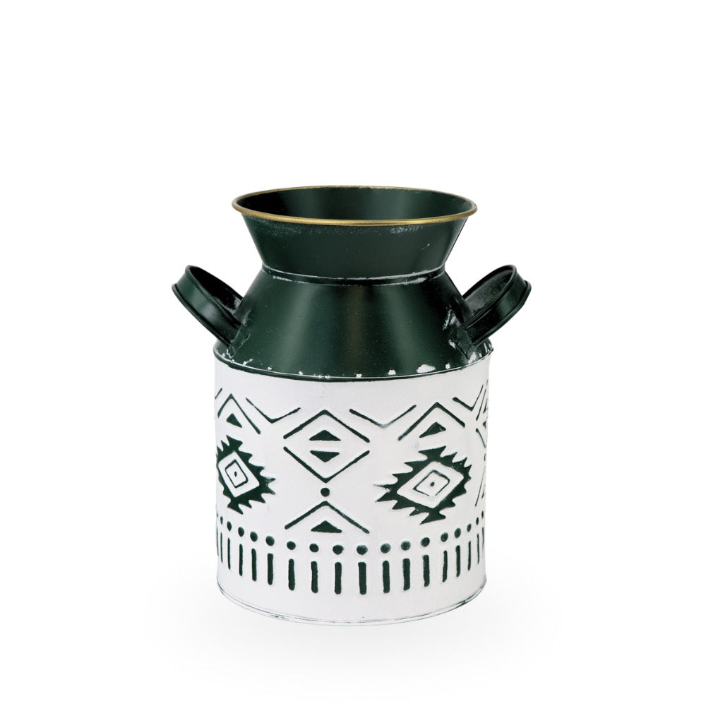 Tribal Green Tin Planter 20cm