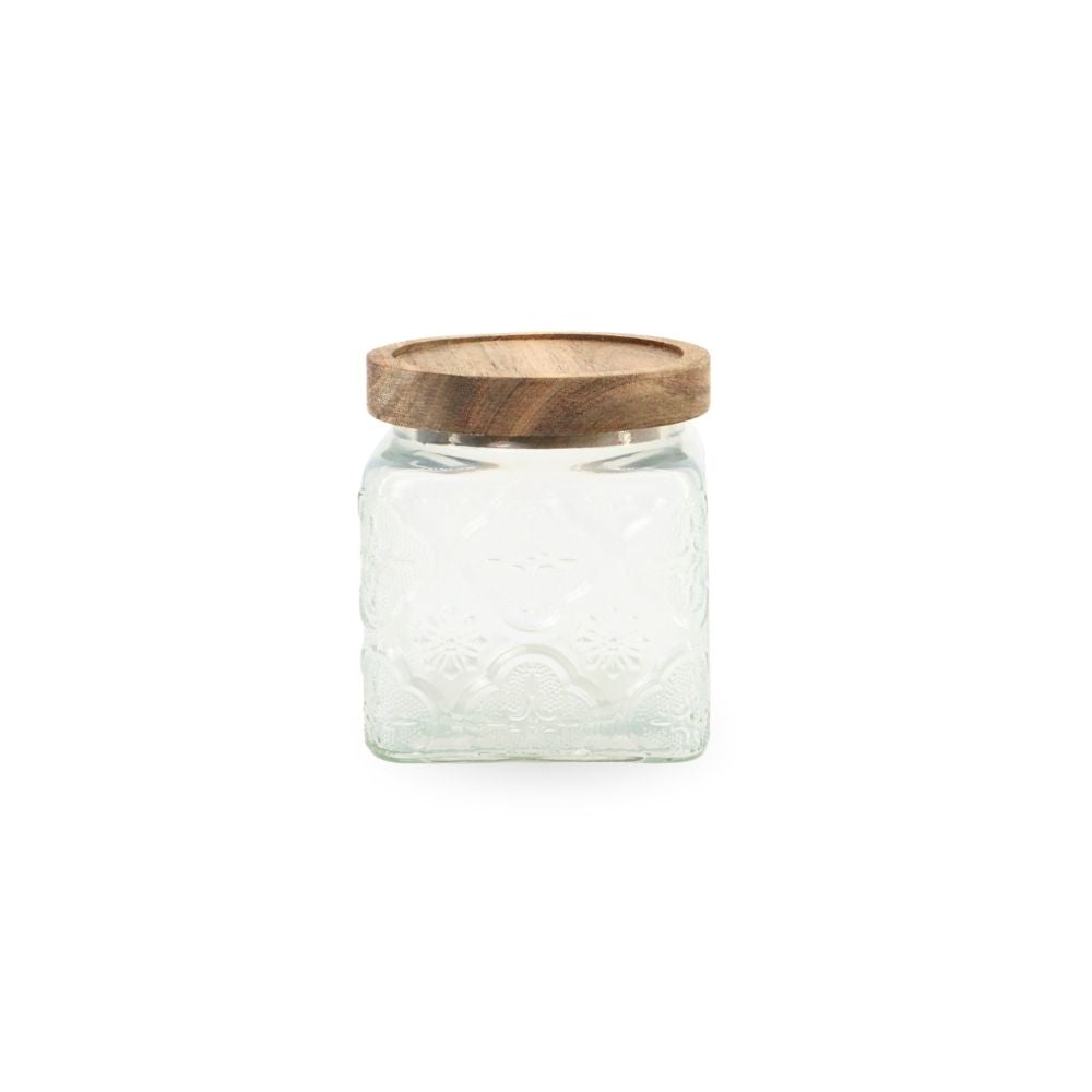 Vintage Glass Jar w/ Wooden Lid