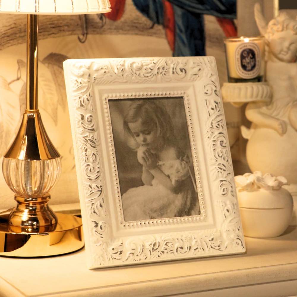 Rustic White Photo Frame 19cm