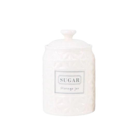 White Ceramic Sugar, Tea & Coffee Jars