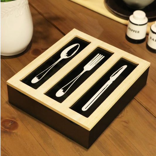 Wooden Cutlery Box Black