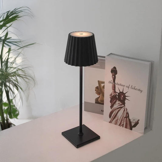 LED Desk Lamp Steel Black Rechargeable 37cm