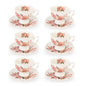 6 Cup Tea Cup & Saucer Set Pink Rose
