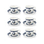 6 Cup Espresso Coffee Cup & Saucer Set English Blue