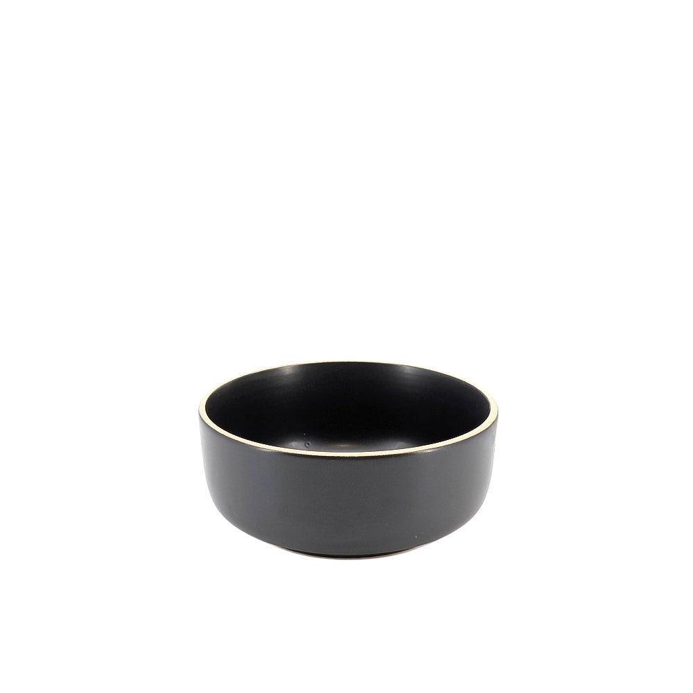 Ceramic Dinner Set Black with Natural Trim