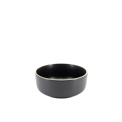 Ceramic Dinner Set Black with Natural Trim