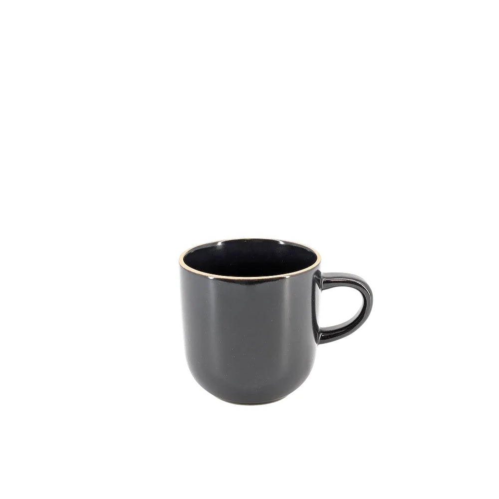 Ceramic Dinner Set Black with Natural Trim