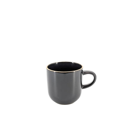 Ceramic Dinner Set Black with Natural Trim