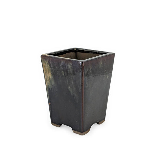 Ceramic Square Vase Black 19cm