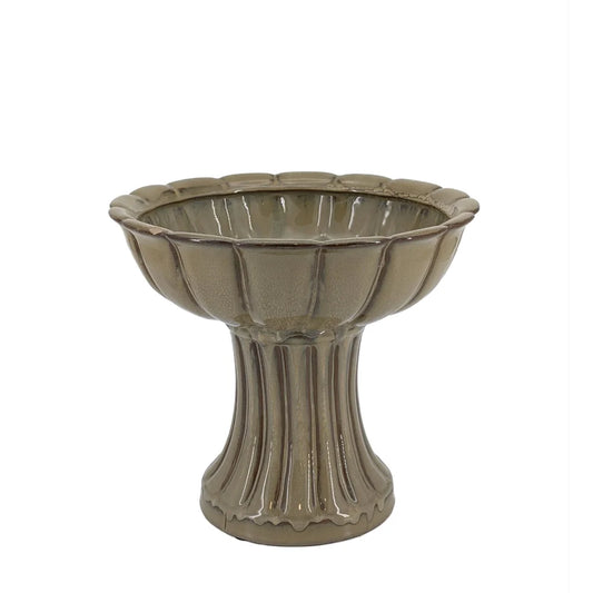 Ceramic Bird Bath Bowl Beige 25cm