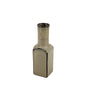 beige colored square vase on a white background