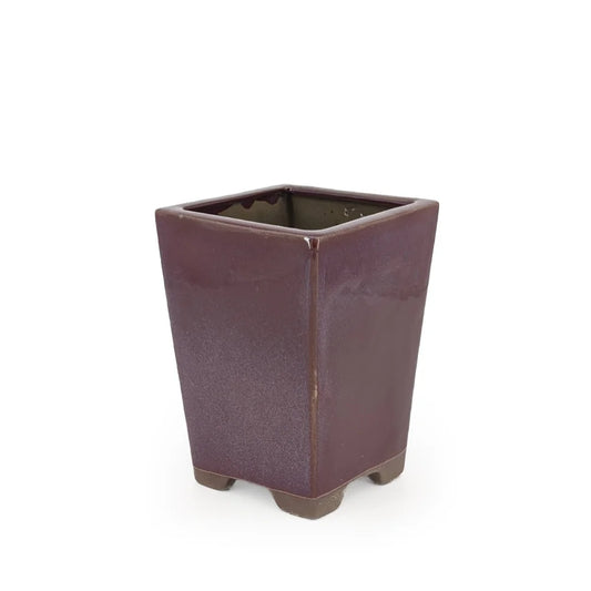 Ceramic Square Vase Burgundy 19cm