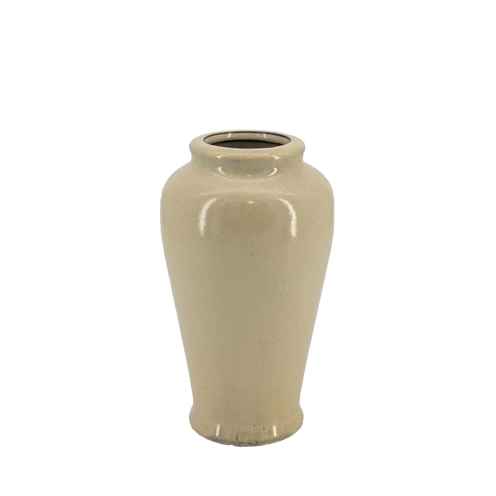 Beige ceramic vase on a white background