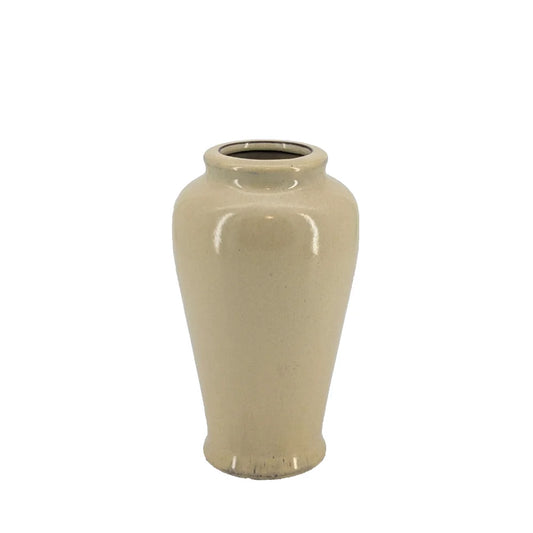 Beige ceramic vase on a white background
