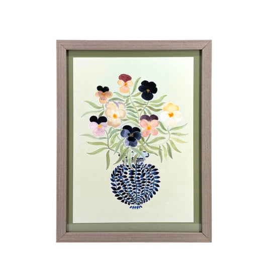 Gray Wood Framed Wall Art Flower 33x43cm