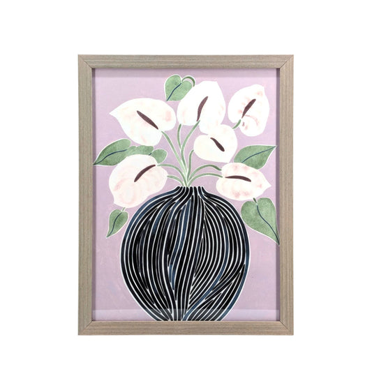 Gray Wood Framed Wall Art Flower 33x43cm