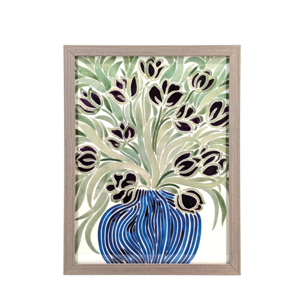 Gray Wood Framed Wall Art 33x43cm-Flower Painting 2