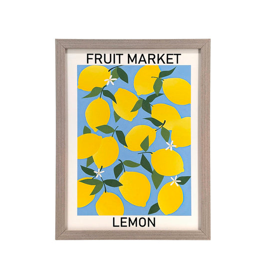 Gray Wood Framed Wall Art Lemon 33x43cm