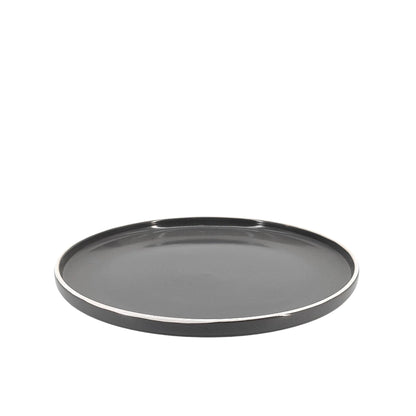Ceramic Dinner Set Gray with White Trim