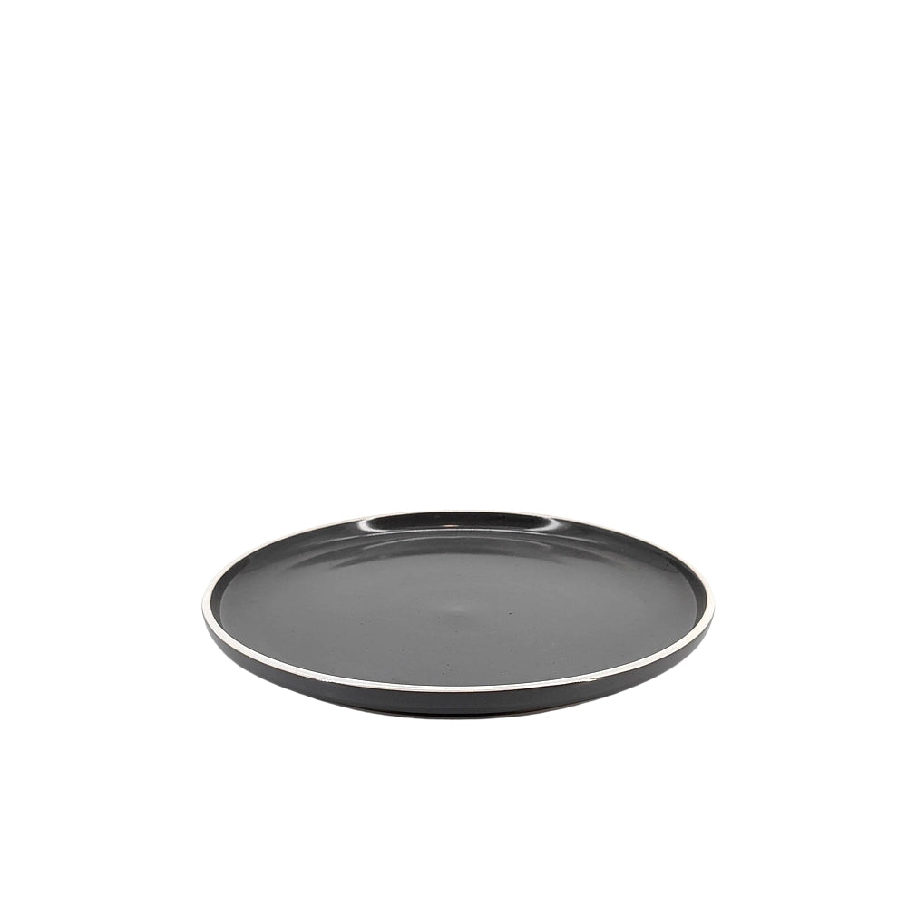 Ceramic Dinner Set Gray with White Trim