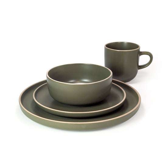16 Pcs Dinner Set Olive Green