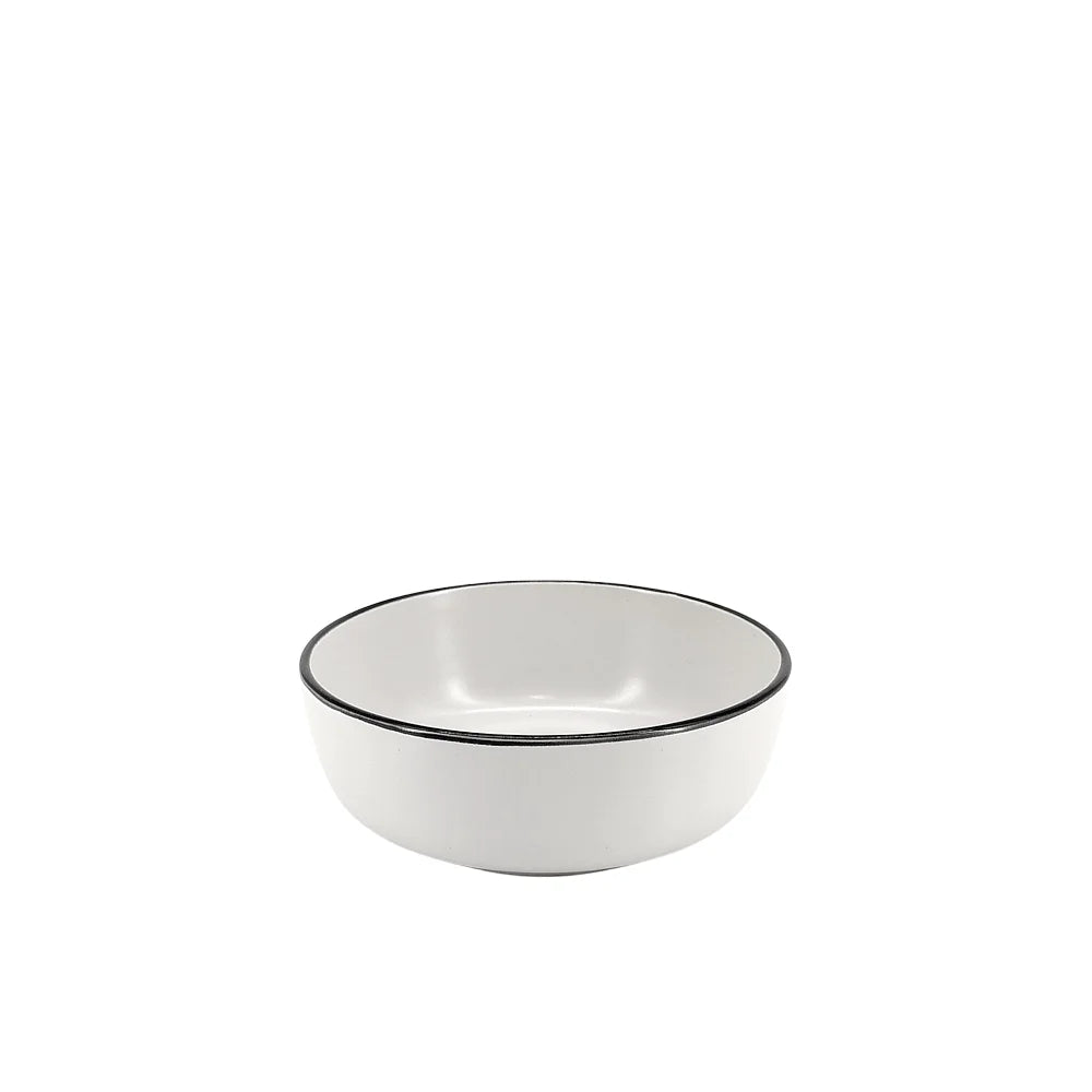 Ceramic Dinner Set Off White with Black Rim