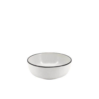Ceramic Dinner Set Off White with Black Rim